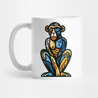 Pop art monkey illustration. cubism illustration of monkey Mug